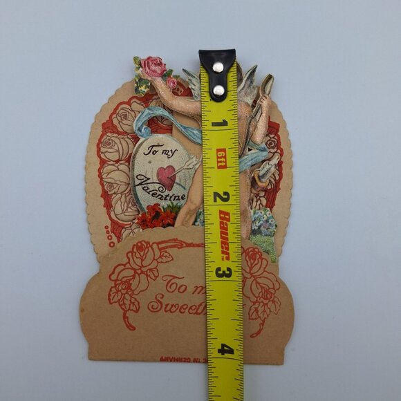 Vintage Paper Pop Up Valentines Day Card Cupid Rose To My Valentine German - Picture 5 of 6
